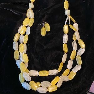 YELLOW & WHITE FAUX QUARTZ LIKE COSTUME JEWELRY